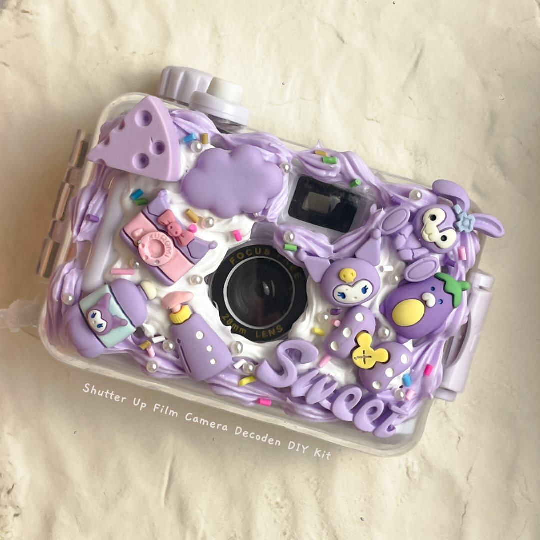 Shutter Up Film Decoden DIY Kit with 3 artificial cream, 10-15 charms and piping tips, start shooting film now!